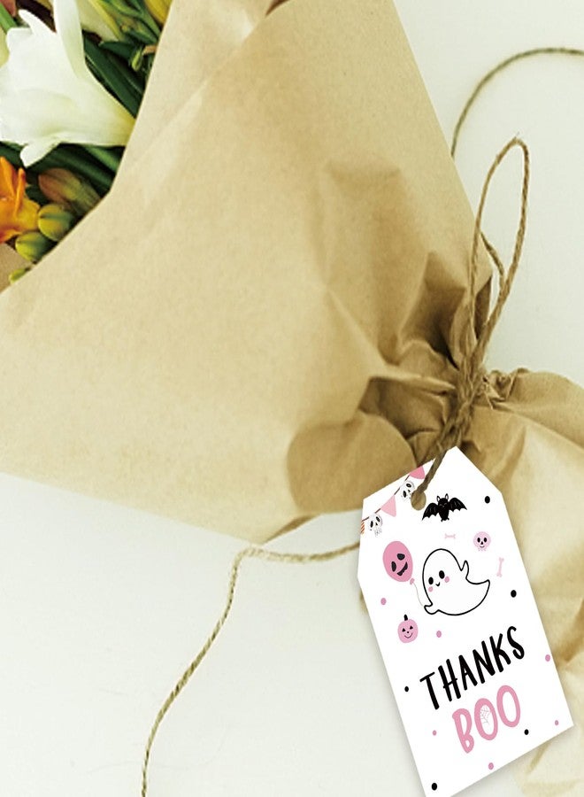 FORSHEEP 50pcs Halloween Thank You Tags, Little Boo Gift Tag with String for Halloween Party, Cute Ghost Thank You Paper Tags for Birthday/Spooky Boo Themed Party Favors - Image 5